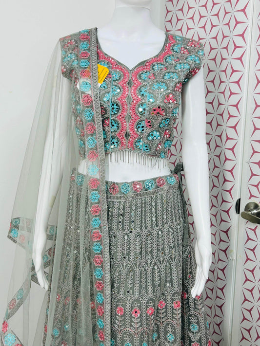 Grey chaniya choli set