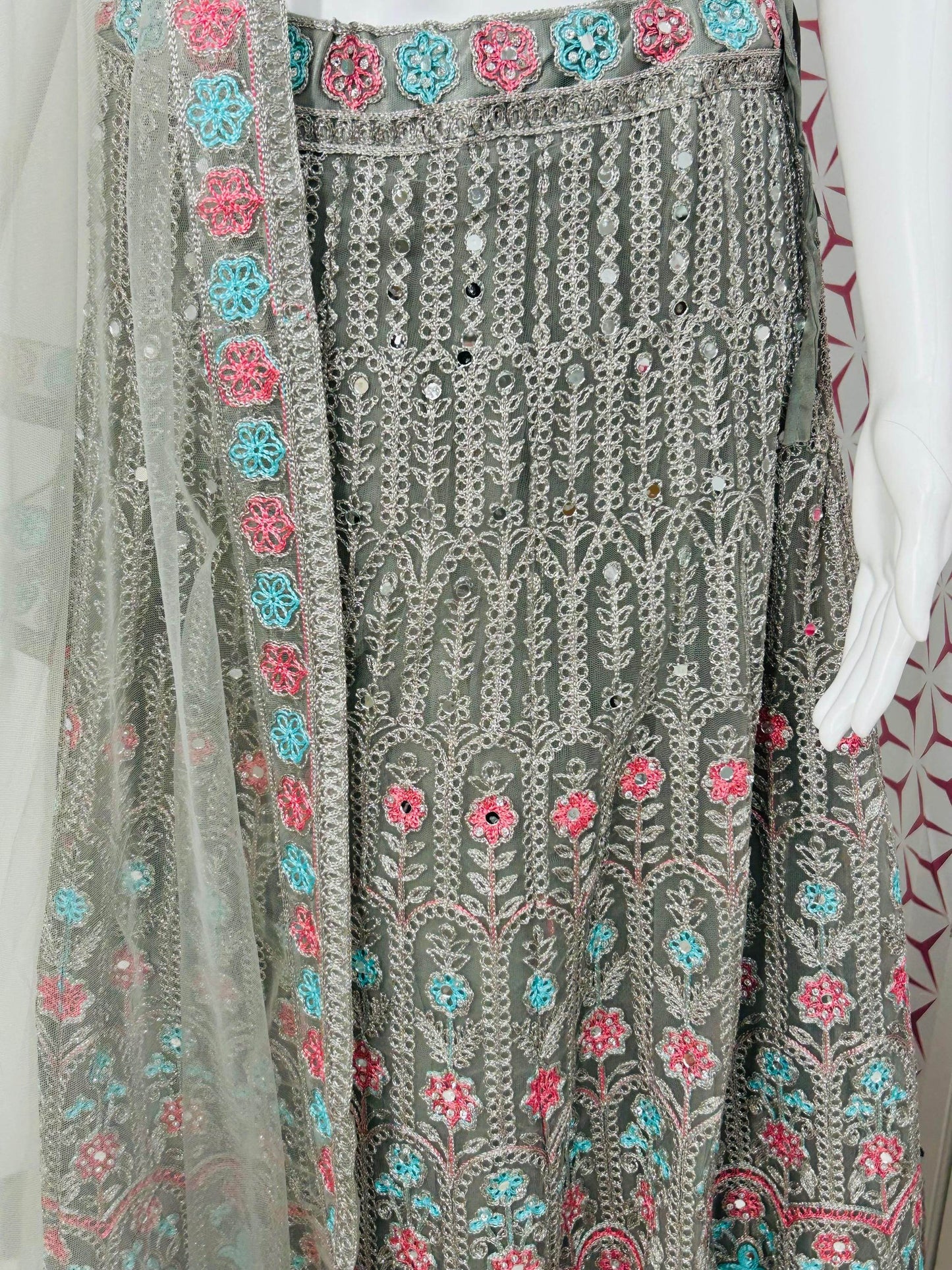 Grey chaniya choli set