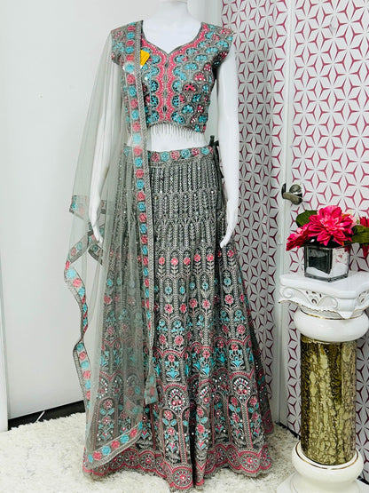 Grey chaniya choli set