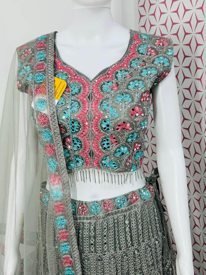 Grey chaniya choli set