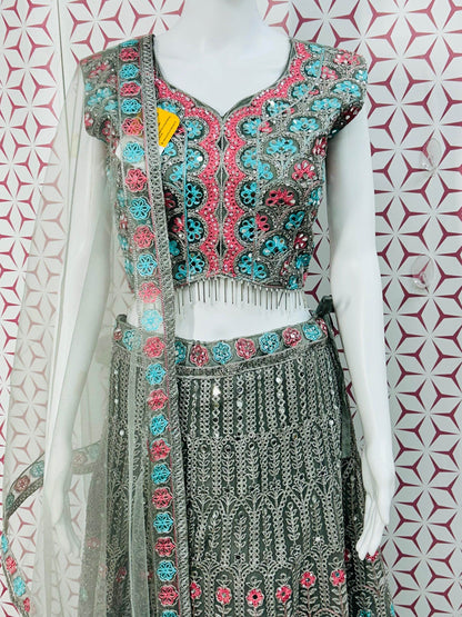 Grey chaniya choli set