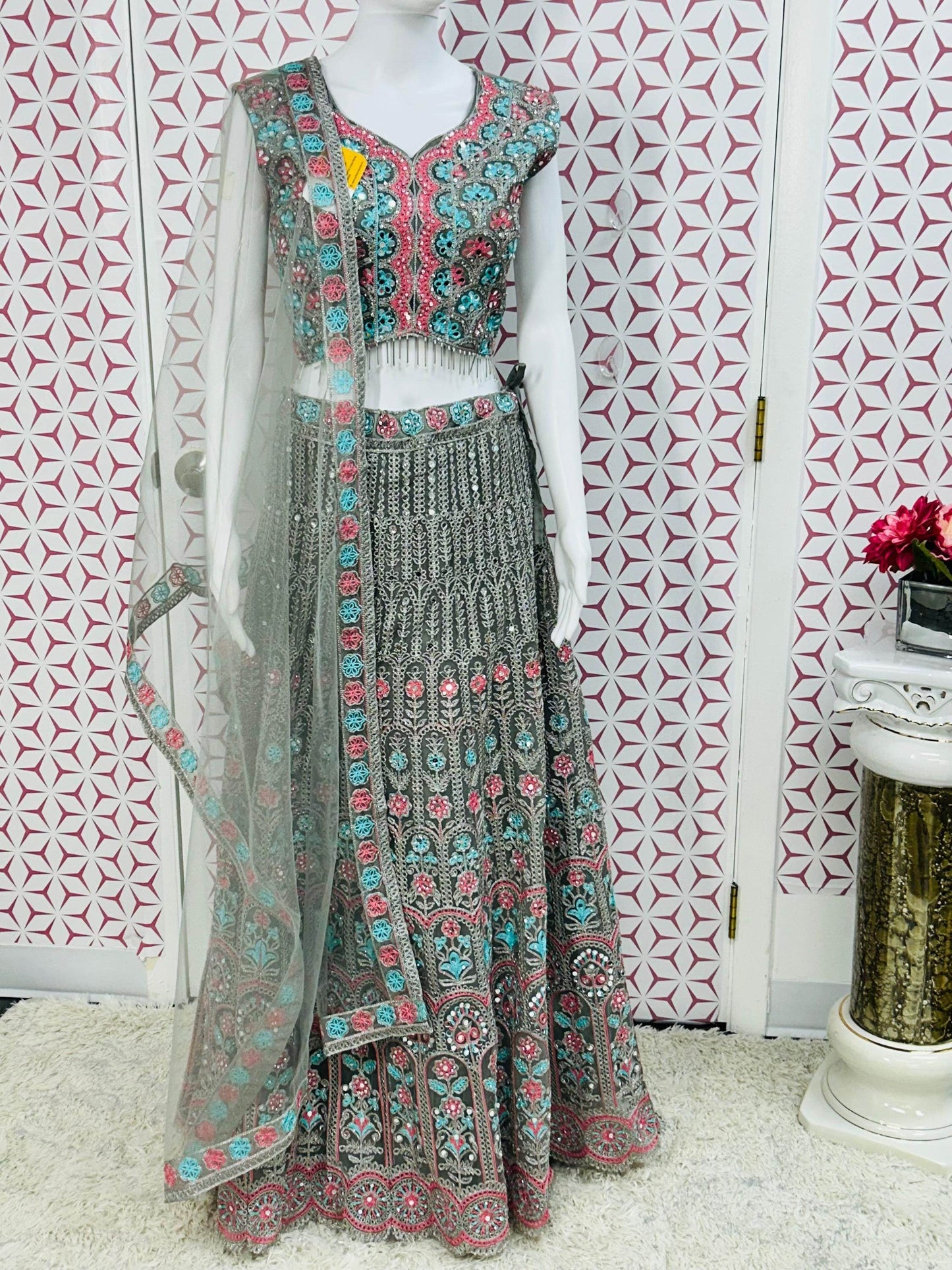 Grey chaniya choli set
