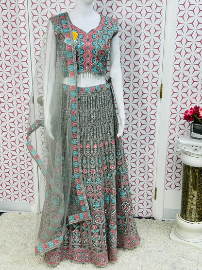 Grey chaniya choli set