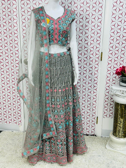 Grey chaniya choli set