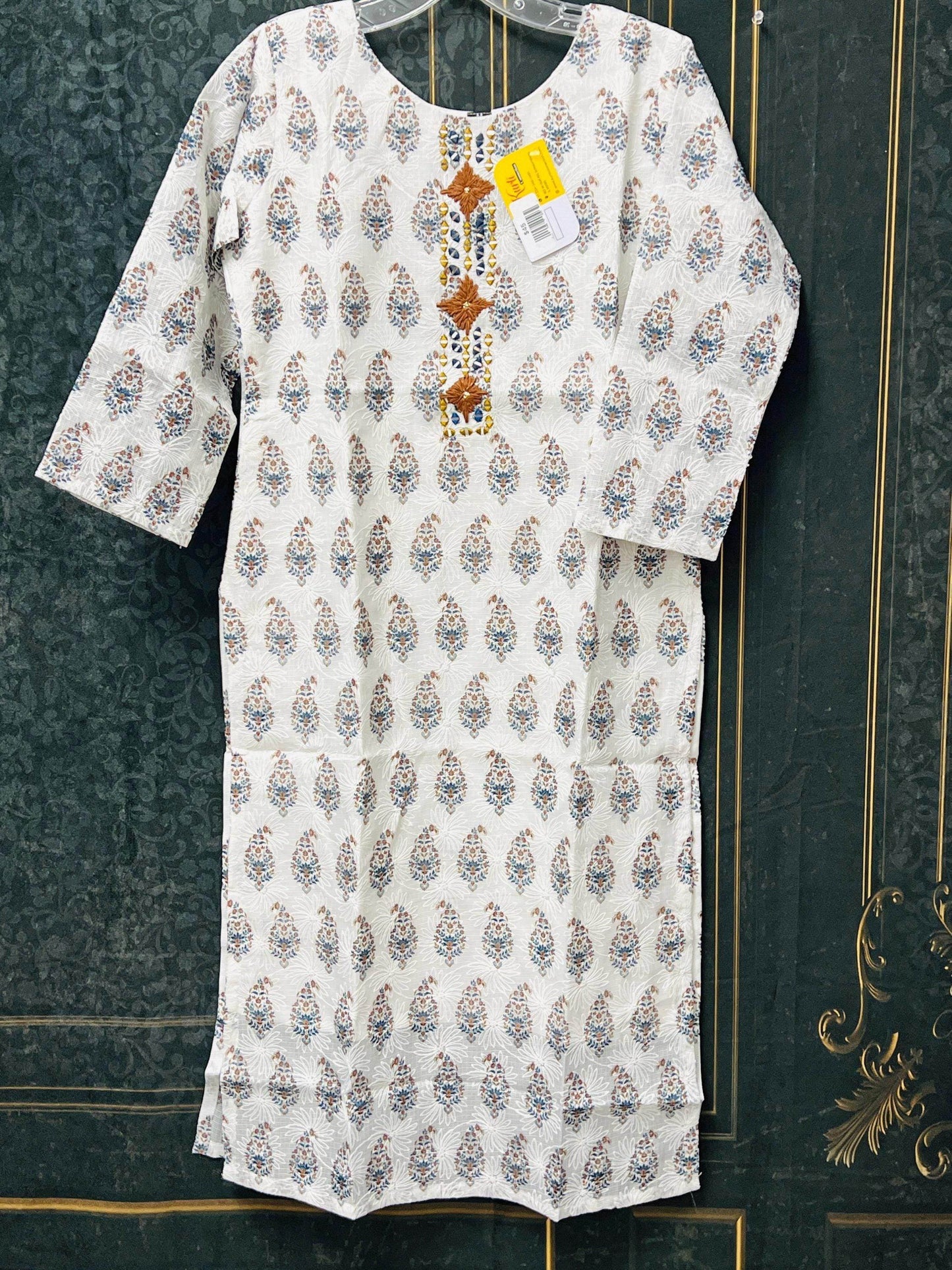 Kota cotton kurti | chikankari work | Block print kurti
