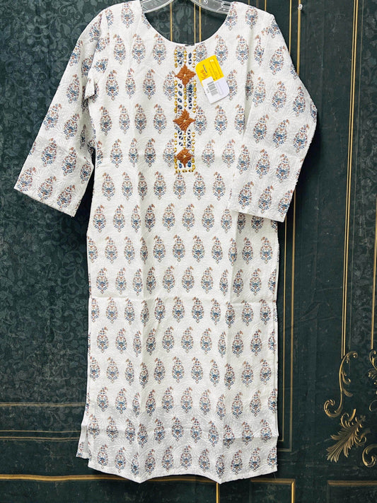 Kota cotton kurti | chikankari work | Block print kurti