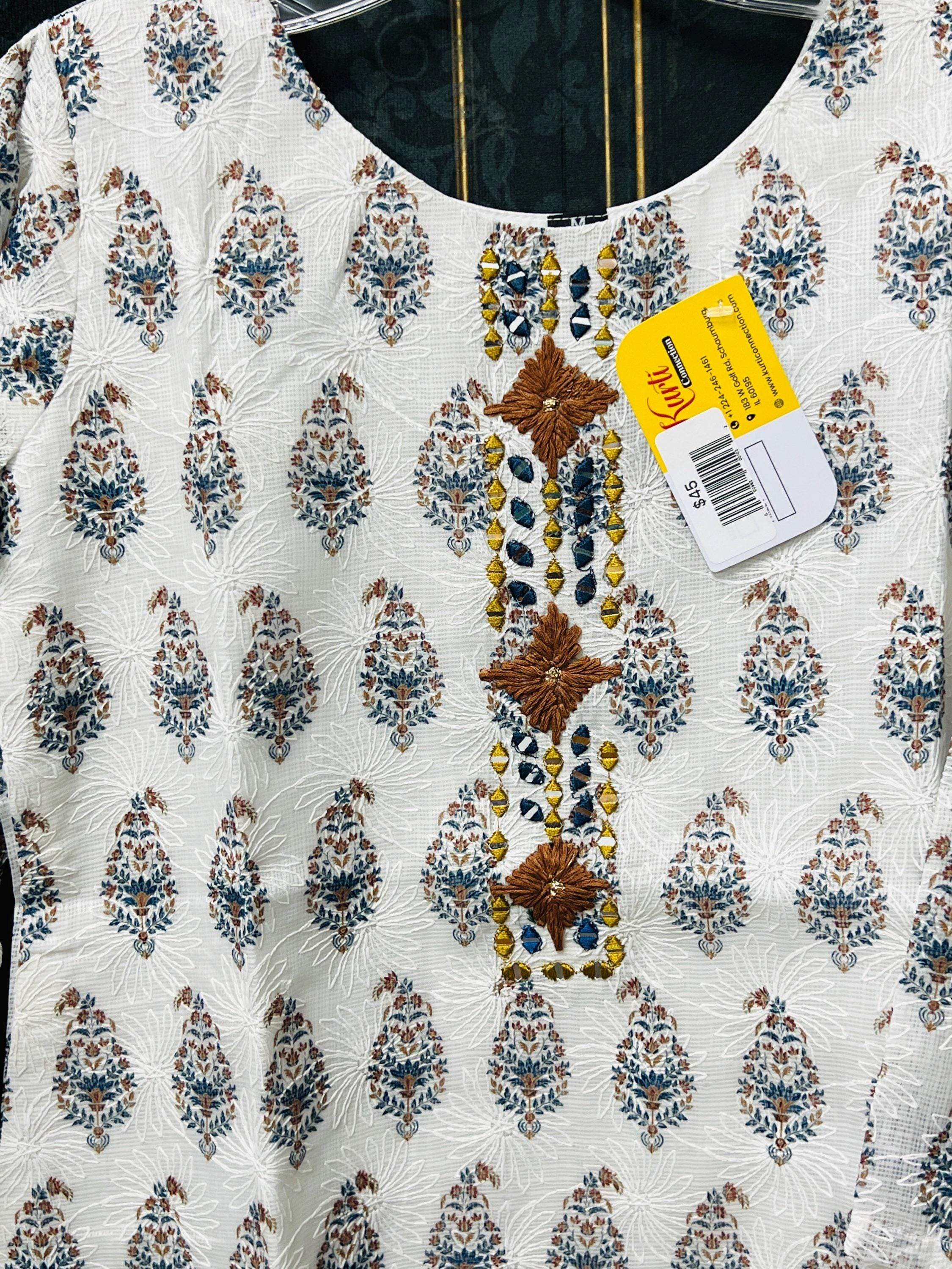 Kota cotton kurti | chikankari work | Block print kurti