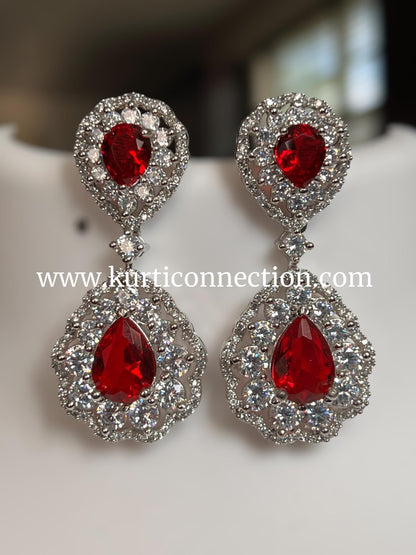 Korean stone earrings : Ruby
