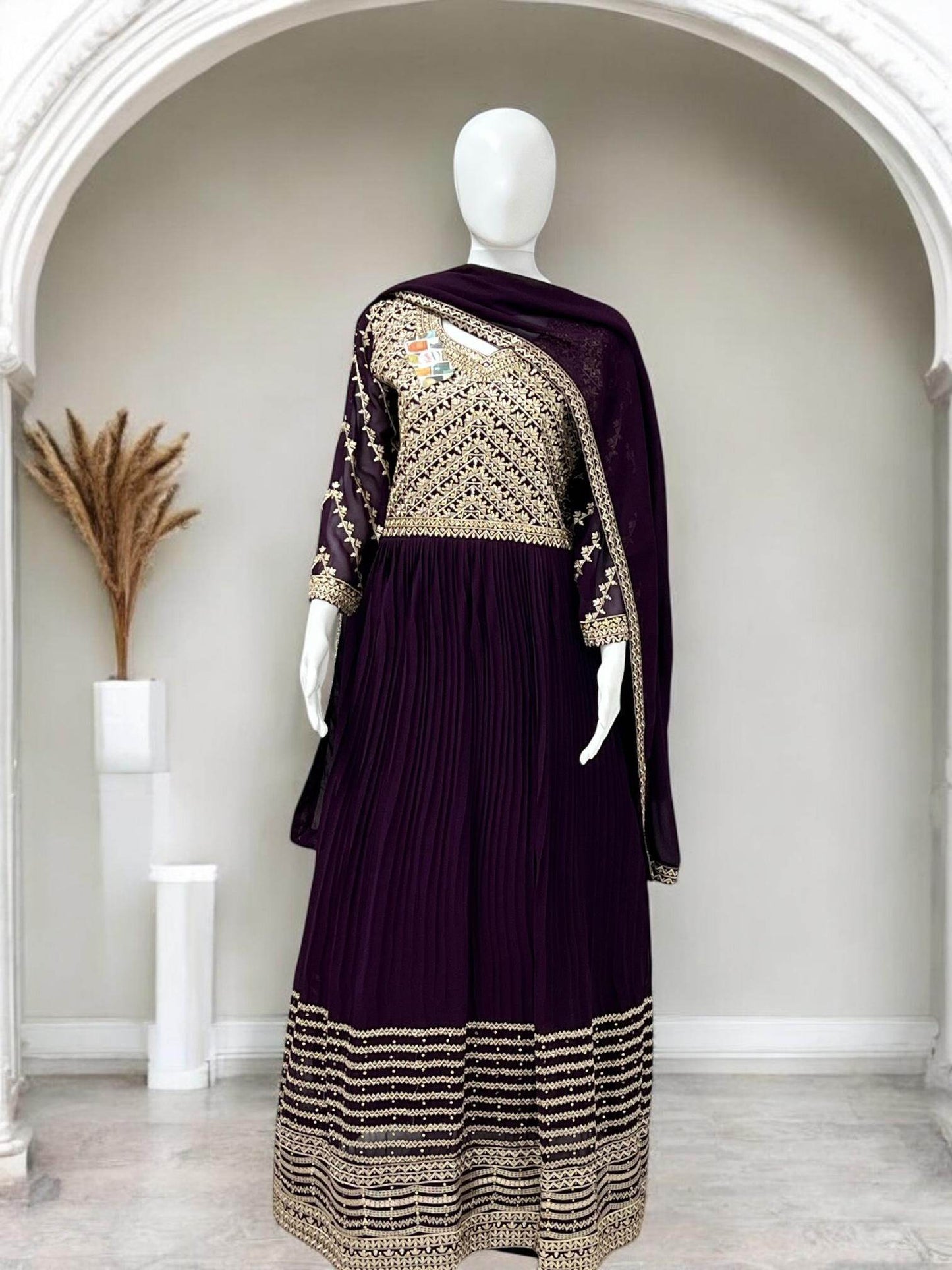Heavy embroidery work long Kurti