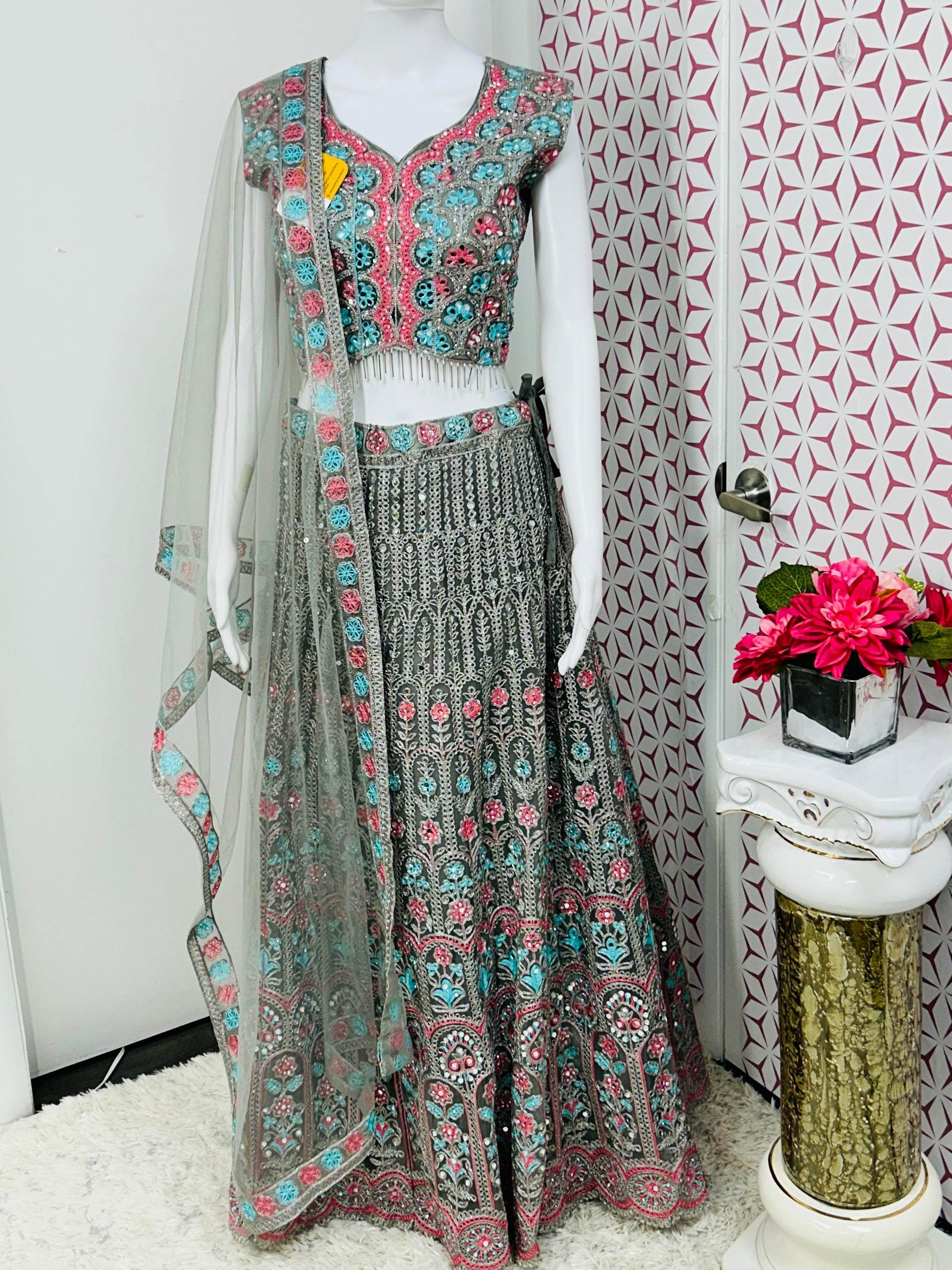 Grey chaniya choli set