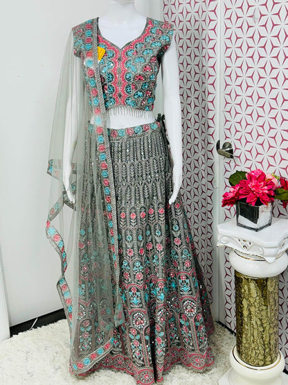 Grey chaniya choli set