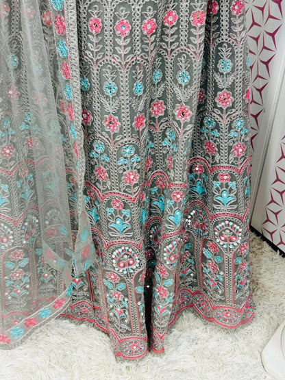 Grey chaniya choli set