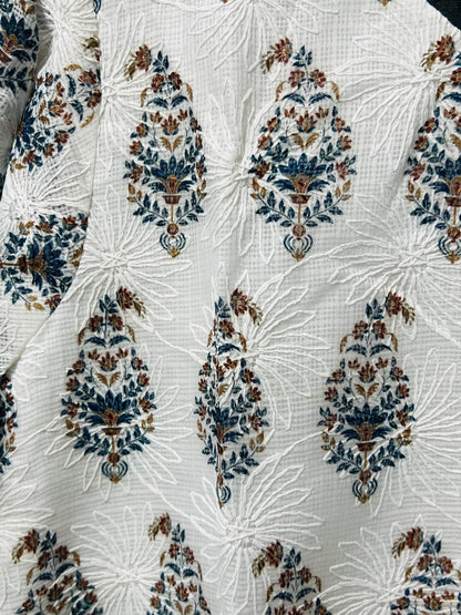 Kota cotton kurti | chikankari work | Block print kurti