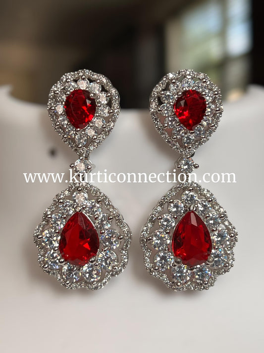 Korean stone earrings : Ruby