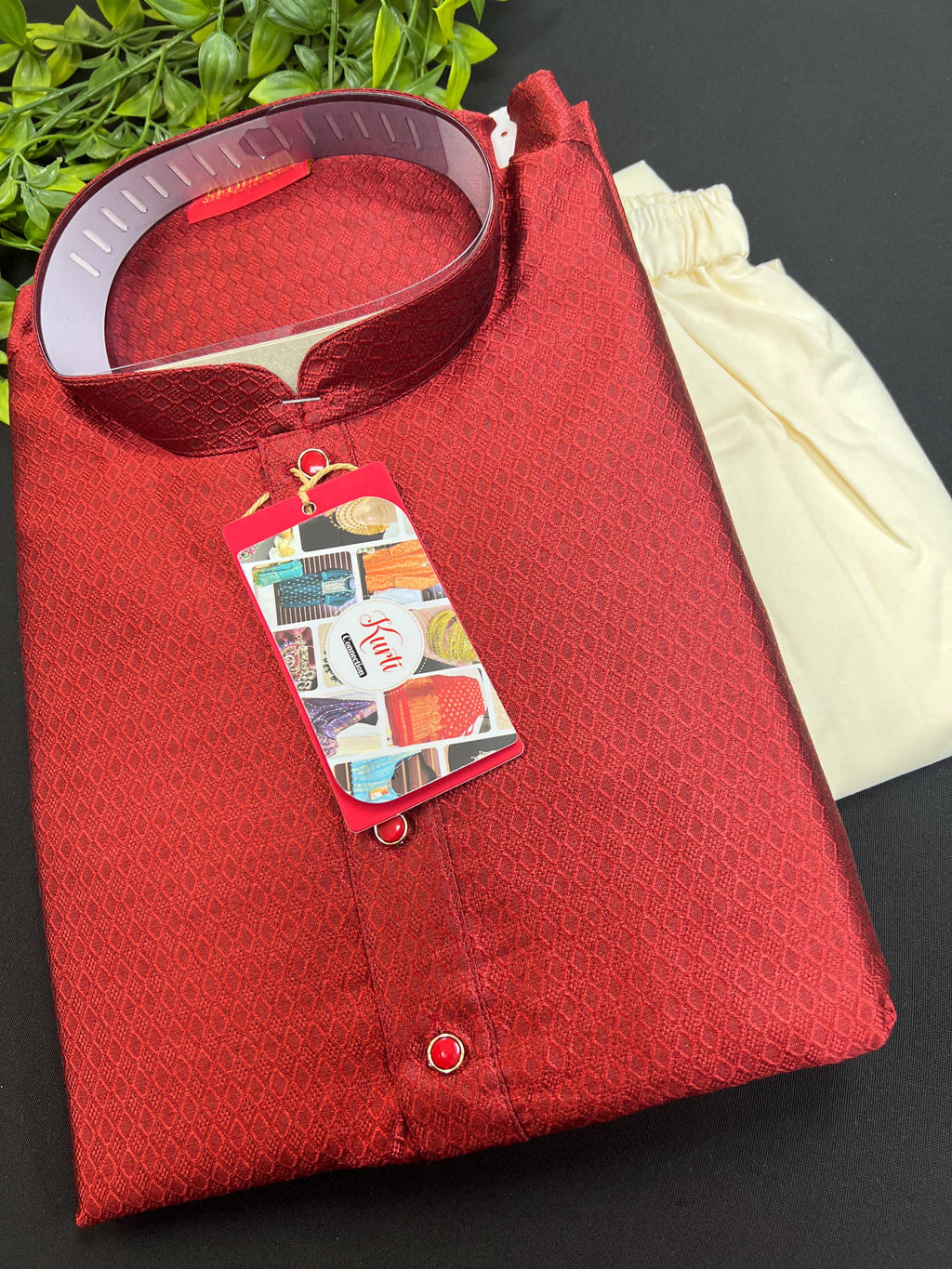 HTM Maroon silk kurta 38
