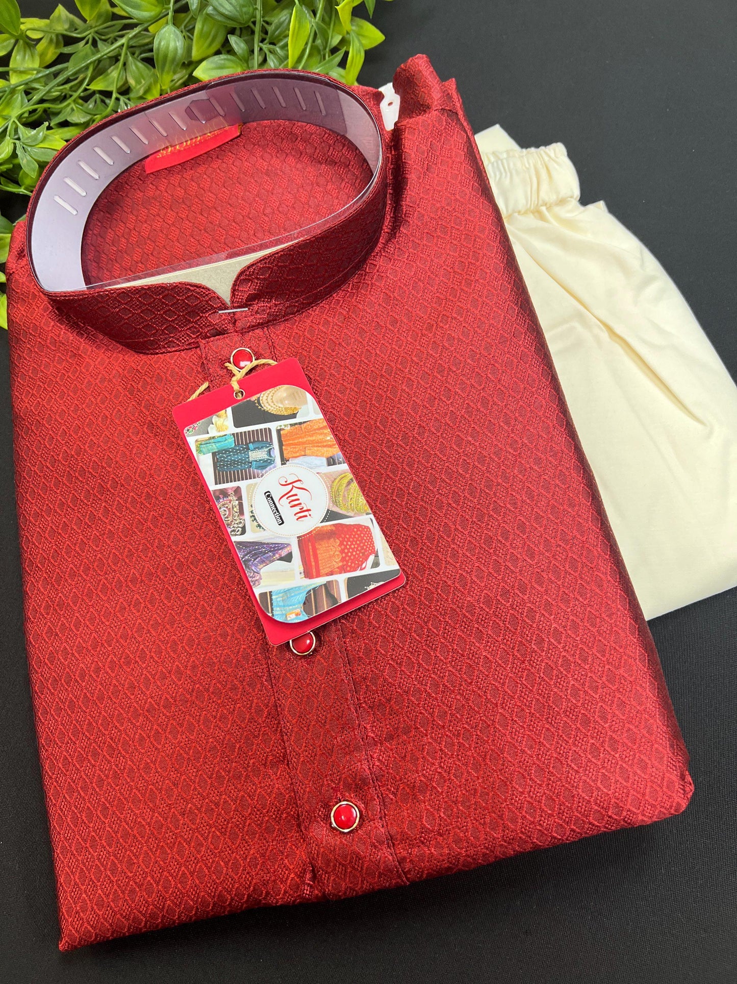 HTM Maroon silk kurta 38