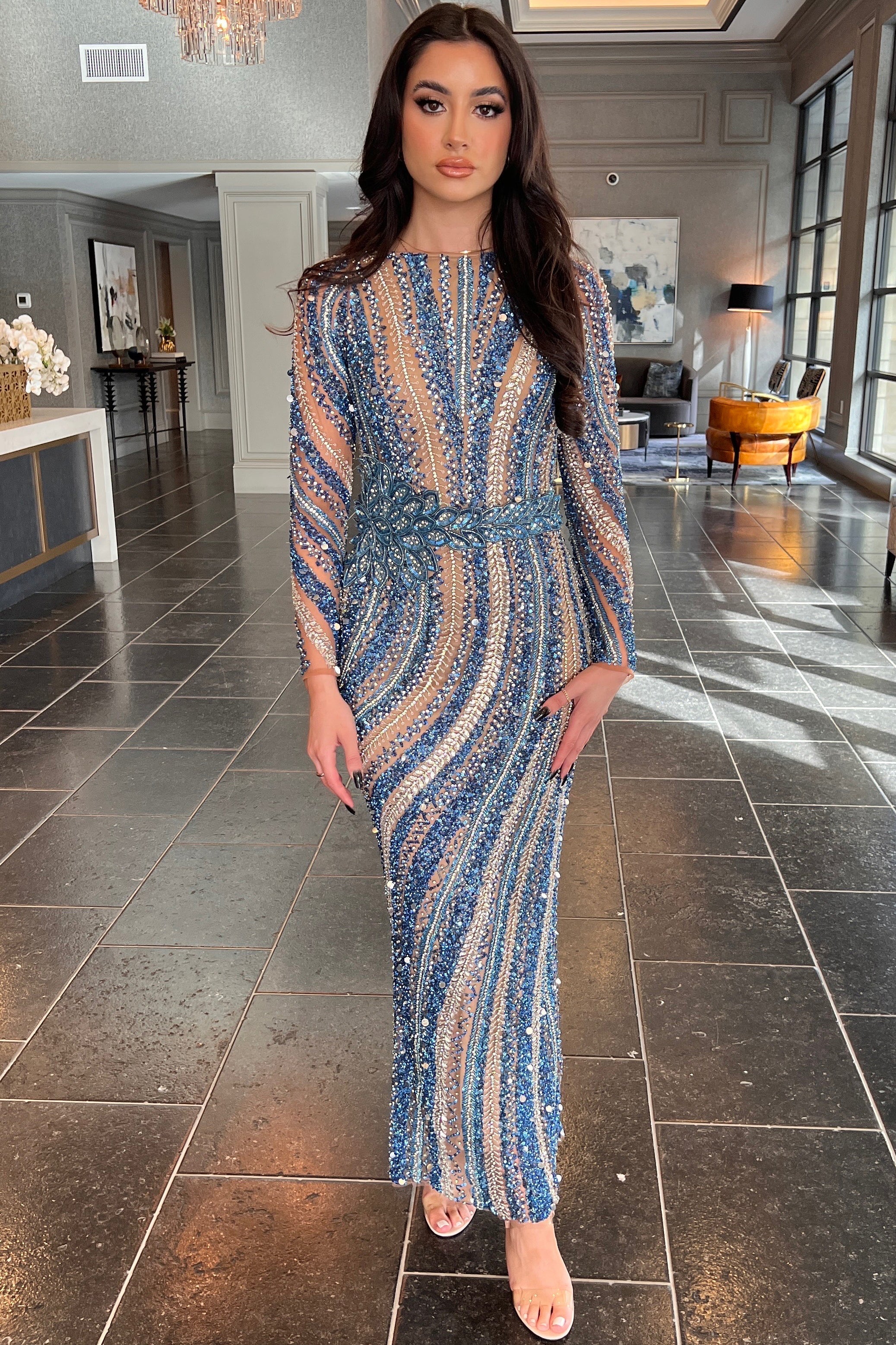 Mariam Long Sleeve Beaded Dress