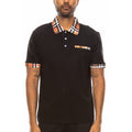 Mens Checkered Plaid Polo Shirt with Stylish Collar