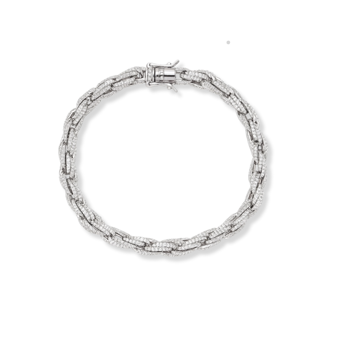 Moissanite 6mm Rope Bracelet 925 Sterling Silver