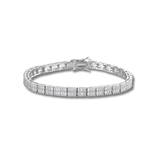 Baguette Moissanite Square Tennis Bracelet Solid 925 Sterling Silver