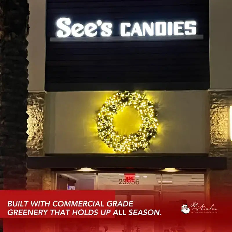 Pre-Decorated Christmas Wreath with Warm White Lights Gold/Silver