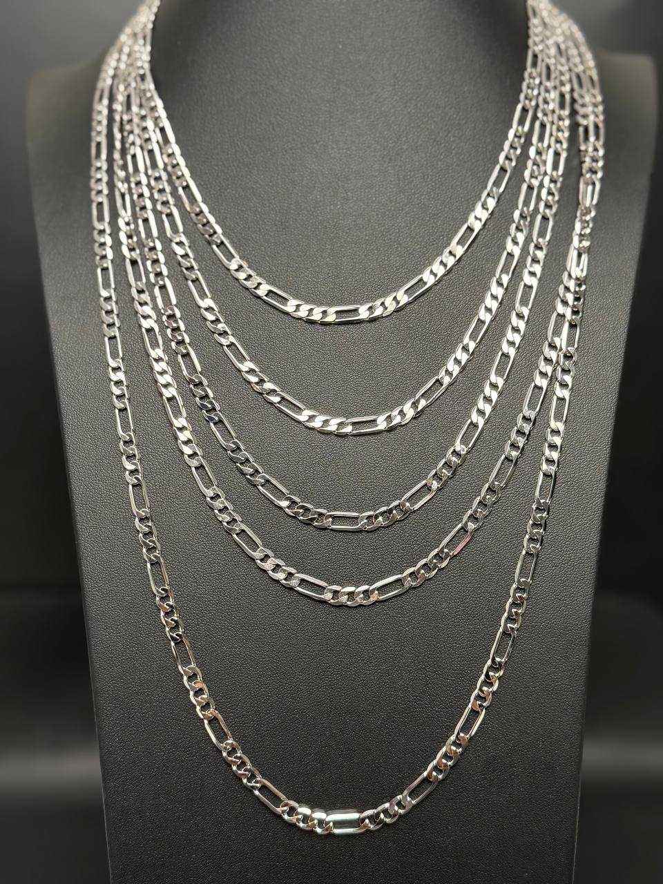 Solid 925 Sterling Silver Figaro Link Chain Necklace
