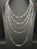 Solid 925 Sterling Silver Figaro Link Chain Necklace