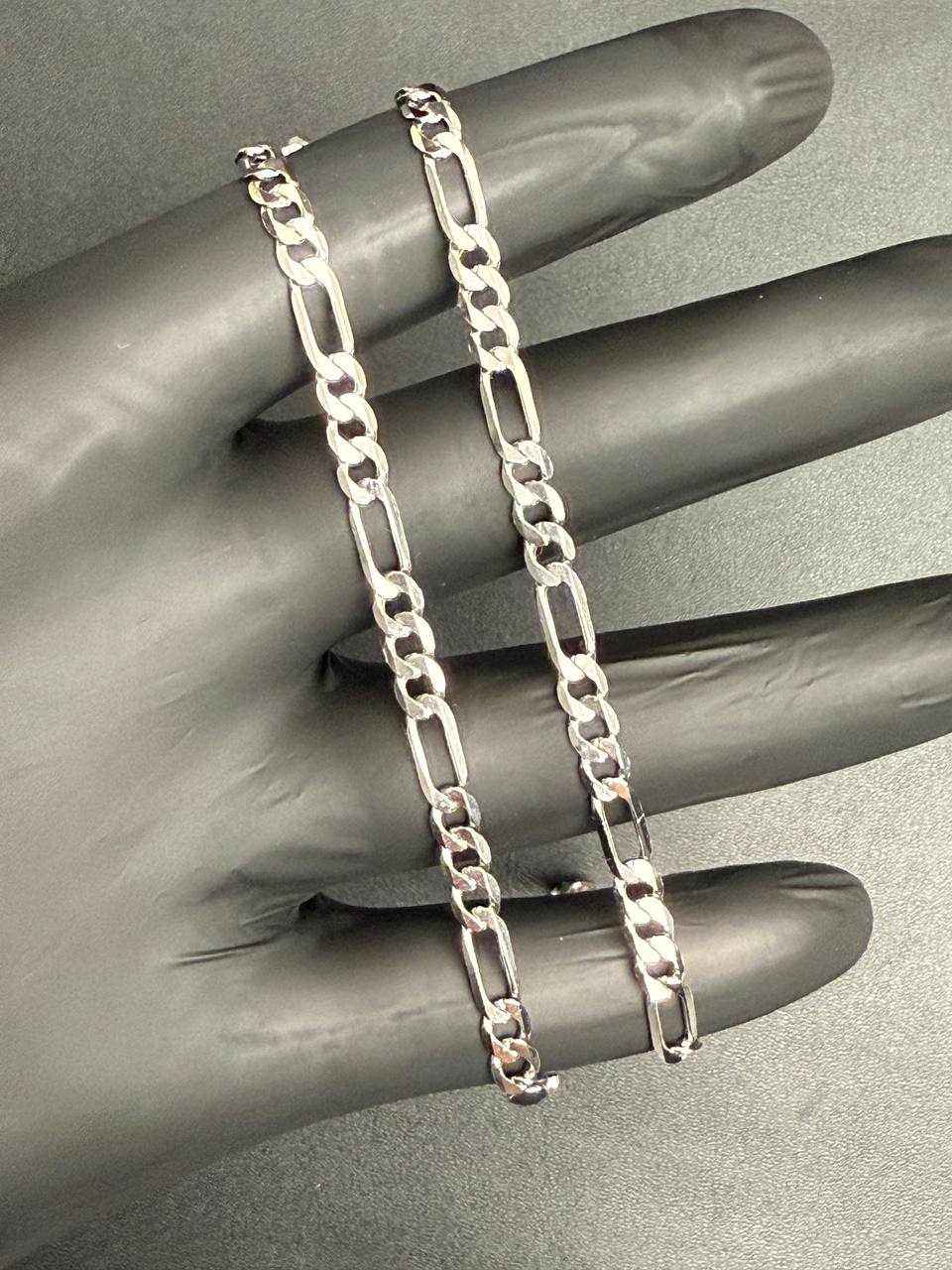 Solid 925 Sterling Silver Figaro Link Chain Necklace