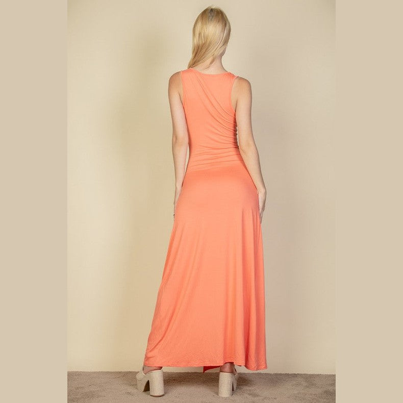 Capella Women's Plunge Neck Thigh Split Dress - Elegant