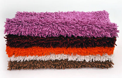 DaDa Bedding Fuchsia Magenta Pink Shaggy Soft Chenille Noodle Carpet Rug Bath Mat