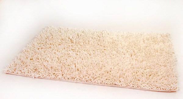 DaDa Bedding Vanilla Ivory White Shaggy Soft Chenille Noodle Carpet Rug Bath Mat