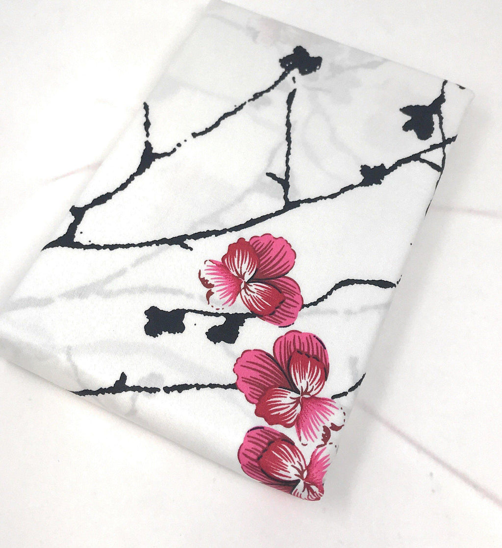 DaDa Bedding Floral Cherry Blossoms Red Purple Fitted Sheet & Pillow Cases Set (FTS8318)