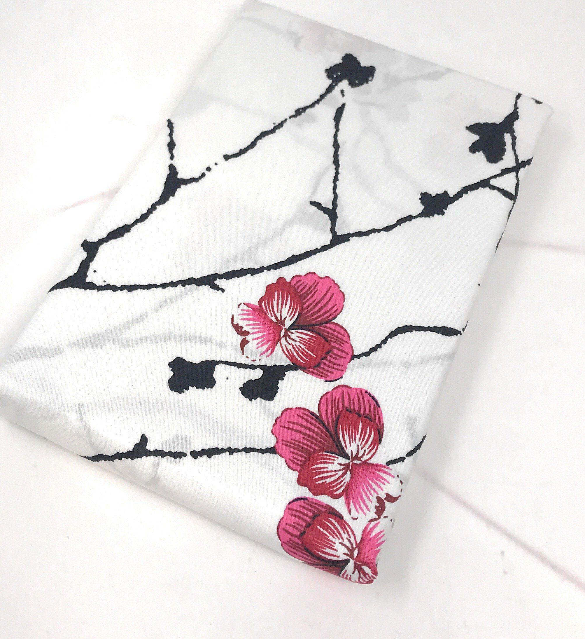 DaDa Bedding Floral Cherry Blossoms Red Purple Fitted Sheet & Pillow Cases Set (FTS8318)