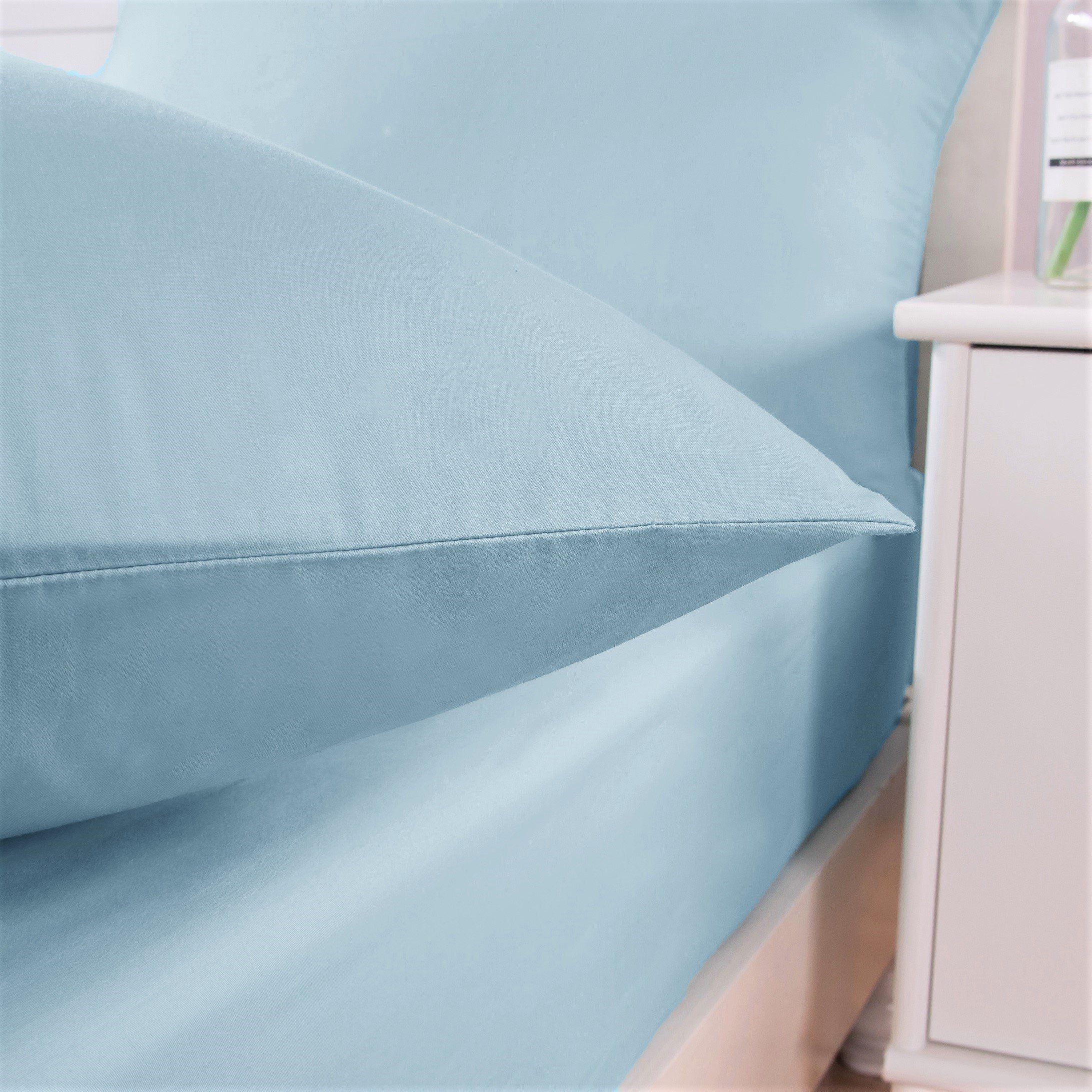DaDa Bedding Soothing SeaFoam Sky Blue Cotton Fitted Bed Sheet w/Pillow Cases (JHW604)