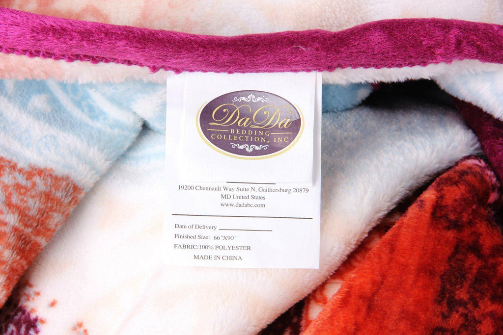 DaDa Bedding Paisley Dreams Floral Burgundy Mink Fleece Flannel Throw Blanket (XY0025)
