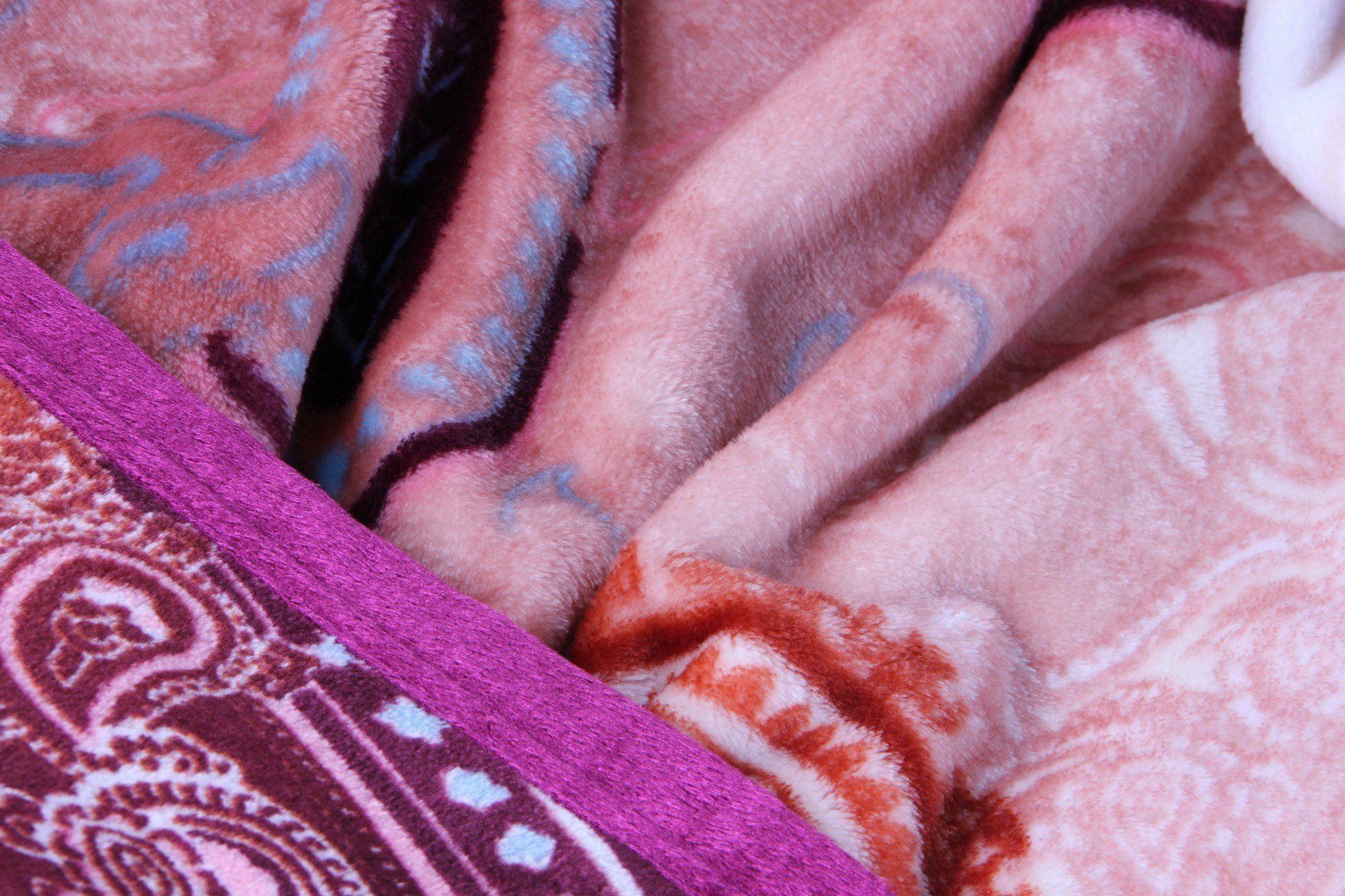 DaDa Bedding Paisley Dreams Floral Burgundy Mink Fleece Flannel Throw Blanket (XY0025)