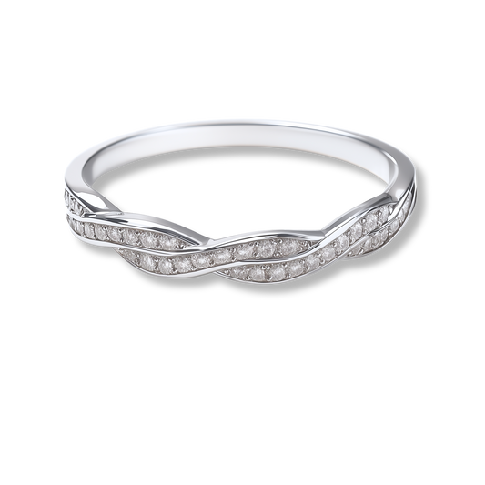 925 Sterling Silver Moissanite Twist Stackable Women Band