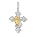 Two Tone Praying Hands Cross Pendant 925 Sterling Silver