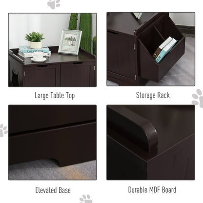 Cat Litter Box Nightstand End Table Enclosure